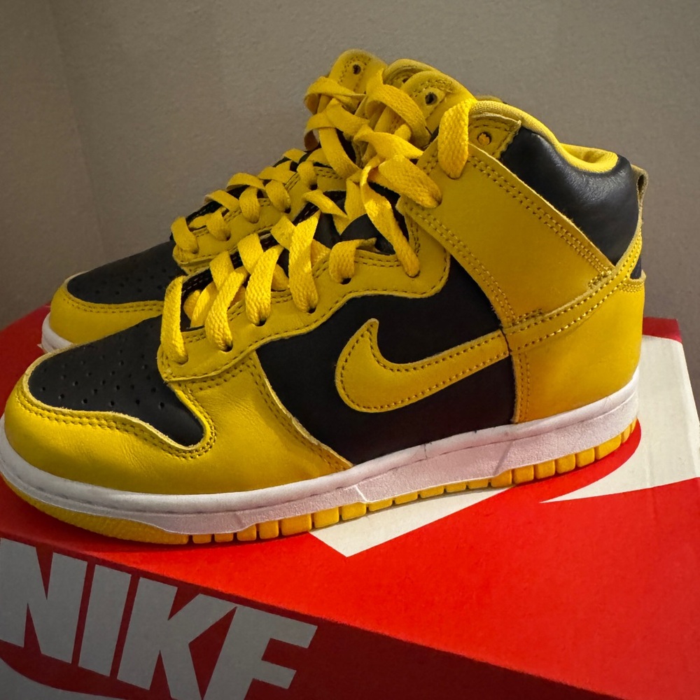 Nike Dunk Yellow and Black High-Top Sneakers